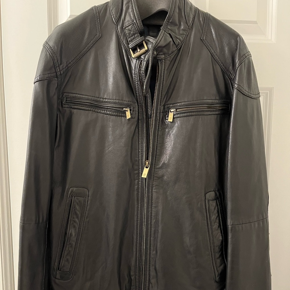 Massimo Dutti Black Sheep Leather Jacket Small